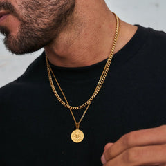 Vnox Men's Layered Compass Necklace