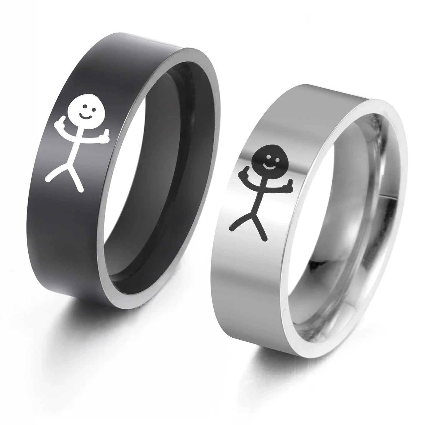 Stainless Steel Middle Finger Stickman Ring