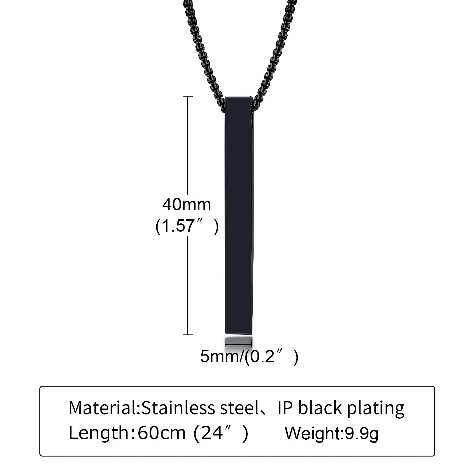 Vnox Stainless Steel Pillar Necklace