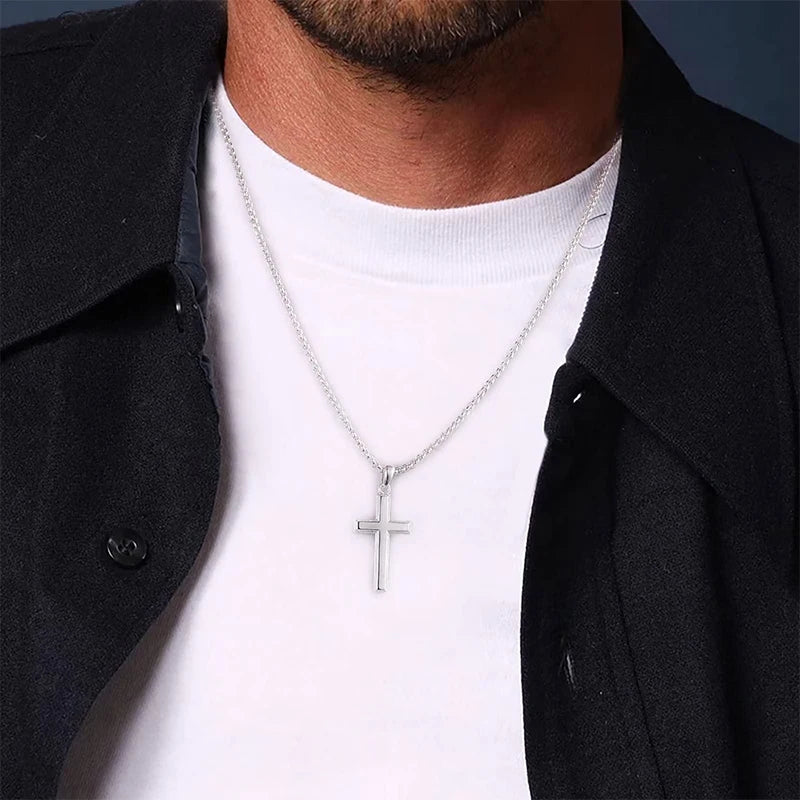 Black Cross Stainless Steel Pendant Necklace
