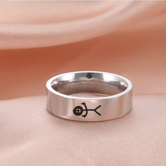 Stainless Steel Middle Finger Stickman Ring